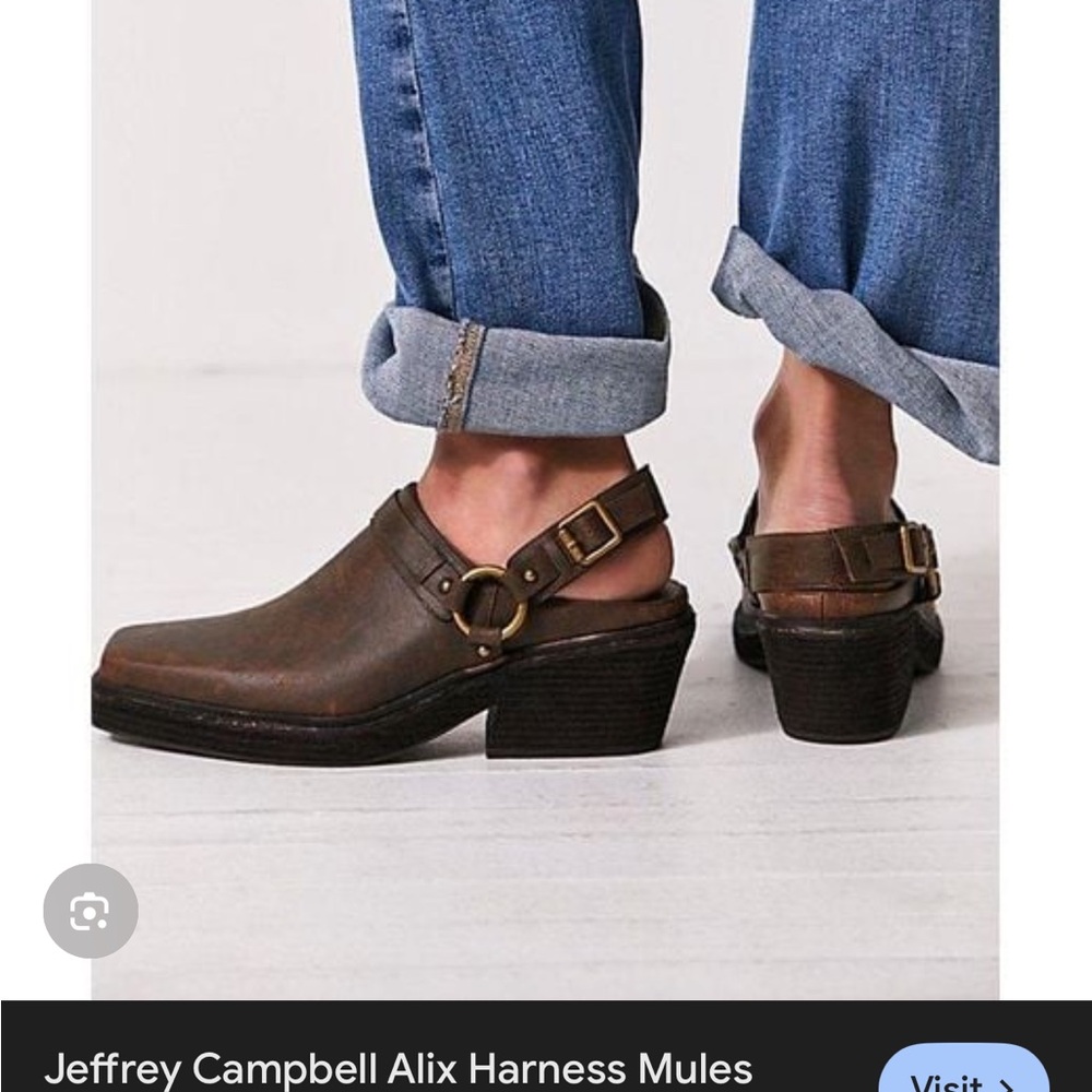 Jeffrey Campbell Black Alix Harness Mules with Adjustable Heel Strap